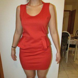 Women's Orange Peplum Dress Size Medium